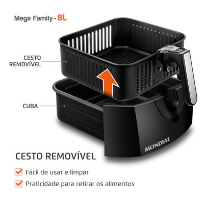 Fritadeira Sem Óleo Air Fryer 8L Mondial Preto - AFN-80-FB 127V