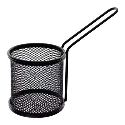 Mini Cesta Redonda para Alimentos Dynasty Fry em Aço Inox Preto