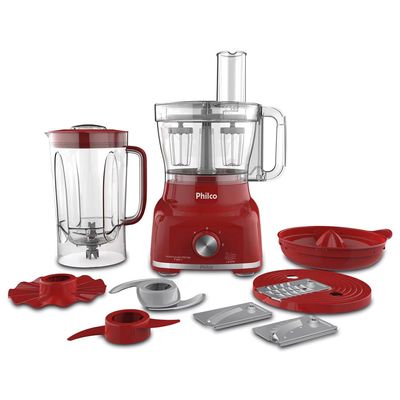 Multiprocessador de Alimentos Philco 9 em 1 PMP1600V com 1400W Vermelho / 110V