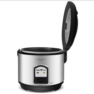 Panela Elétrica de Arroz BPA10PI 10 Xícaras Britânia Inox com Preto / 110V