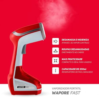 Vaporizador Portátil Wapore Fast 1250 W Wap Vermelho com Branco / 220V