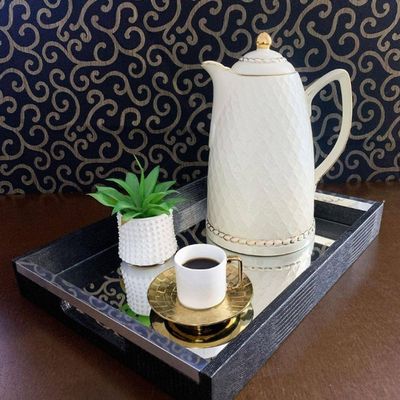 Garrafa Térmica Wolff em Porcelana Renda Creme 900ml Areia