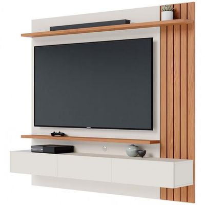 Painel Home Suspenso Colibri Juriti para TV até 65 Polegadas Off White Matte/Freijó