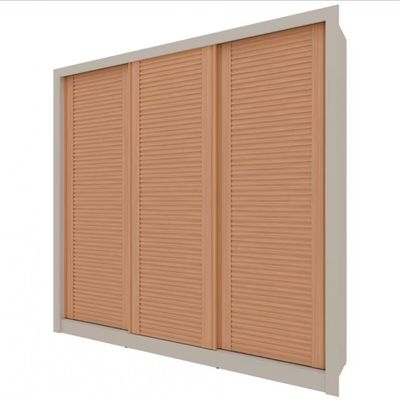 Guarda-Roupa Casal Bartira Village com 3 Portas Ripadas, 4 Gavetas e 243.1cm Areia