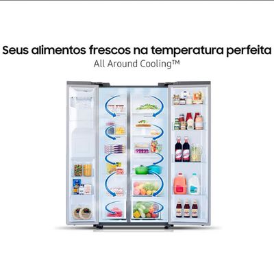 Geladeira Side By Side Digital Inverter RS60T5200S9 Frost Free All Around Cooling Spacemax Look 602L Samsung Inox / 220V