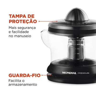 Espremedor Mondial 1,25L com Dupla Rotação e Acionamento Automático Premium E-02 Preto 127V 127V