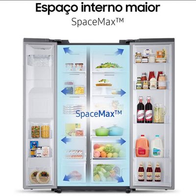 Geladeira Side By Side Digital Inverter RS60T5200S9 Frost Free All Around Cooling Spacemax Look 602L Samsung Inox / 110V