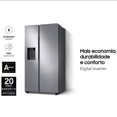 Geladeira Side By Side Digital Inverter RS60T5200S9 Frost Free All Around Cooling Spacemax Look 602L Samsung Inox / 110V