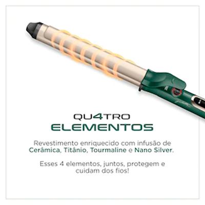 Modelador de Cachos Mondial Quatro Elementos MC-Ju-02 com Cabo Giratório Verde / Bivolt