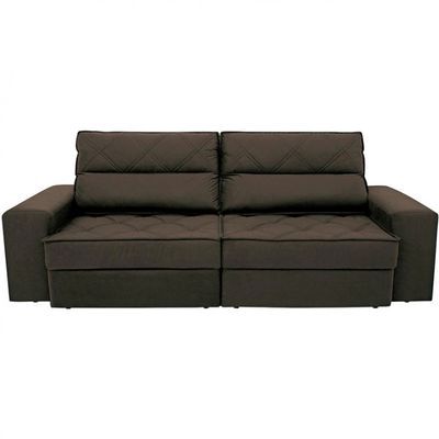 Sofá 4 Lugares Fassatti Retrátil e Reclinável em Suede Linoforte Marrom