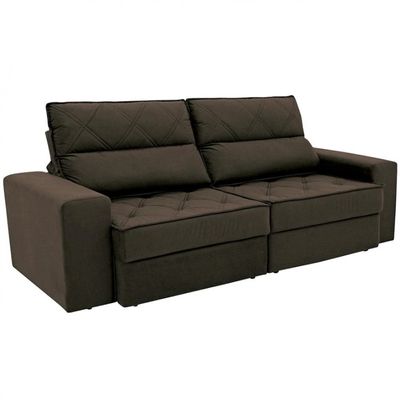 Sofá 4 Lugares Fassatti Retrátil e Reclinável em Suede Linoforte Marrom