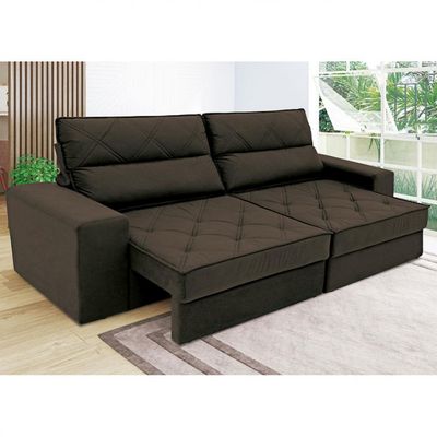 Sofá 4 Lugares Fassatti Retrátil e Reclinável em Suede Linoforte Marrom