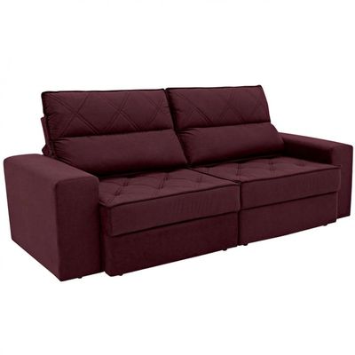 Sofá 4 Lugares Fassatti Retrátil e Reclinável em Suede Linoforte Vermelho Carmim