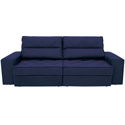 Sofá 4 Lugares Fassatti Retrátil e Reclinável em Suede Linoforte Azul Marinho