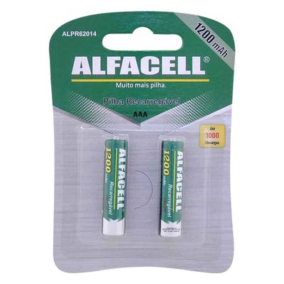 Pilha Palito Recarregável Alfacell com 2 Unidades