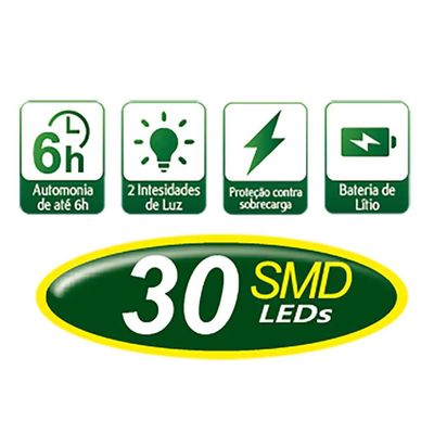 Luminária de Emergência Alfacell AL50081 com 30 Leds - Bivolt