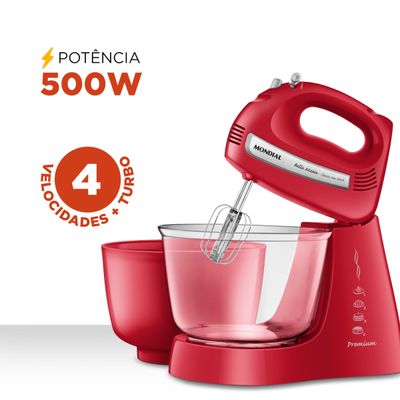 Batedeira Bella Massa Mondial Vermelha e Inox 500W B-55-R 220