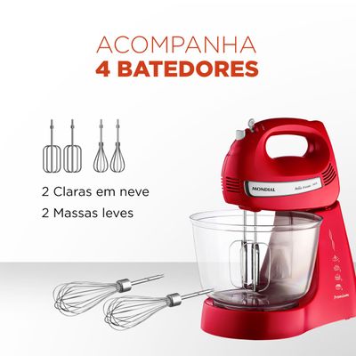 Batedeira Bella Massa Mondial Vermelha e Inox 500W B-55-R 220
