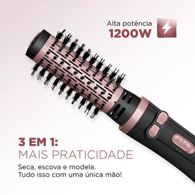 Escova Rotativa Mondial Preto e Golden Rose 1200W ERB-01 BIV