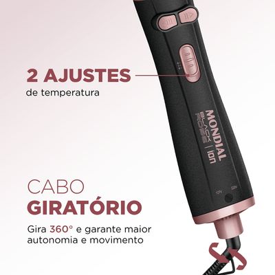 Escova Rotativa Mondial Preto e Golden Rose 1200W ERB-01 BIV