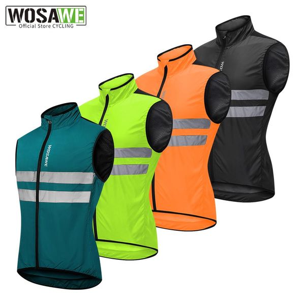 Colete Ciclismo Sem Mangas WOSAWE Refletivo à Prova de Vento XXXL / verde