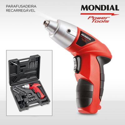 Kit Parafusadeira  sem Fio 4.8V com 44 Peças Mondial FPF05M Bivolt