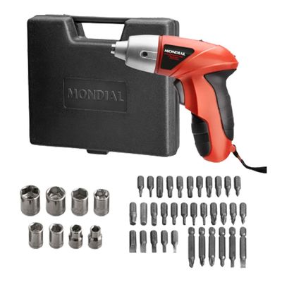 Kit Parafusadeira  sem Fio 4.8V com 44 Peças Mondial FPF05M Bivolt