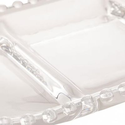 Petisqueira Oval com 3 Divisórias Gourmet em Cristal Transparente 30 cm Wolff Transparente