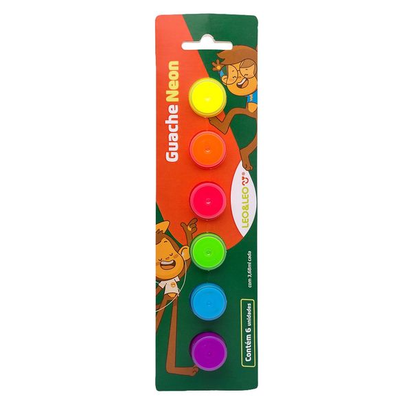 Tinta Guache Neon Leo&Leo com 6 Cores 3,8ml
