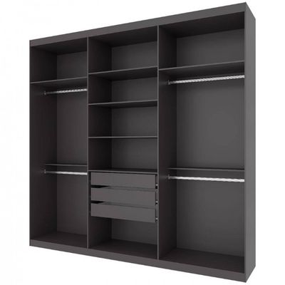 Guarda Roupa Casal Bartira Genova com 6 Portas 3 Gavetas e 236,7 cm Grafite