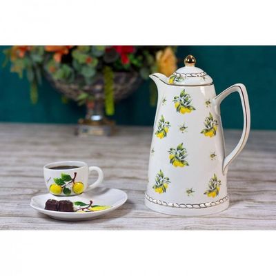 Garrafa Térmica Wolff em Porcelana Lemon Branca 900ml Branco