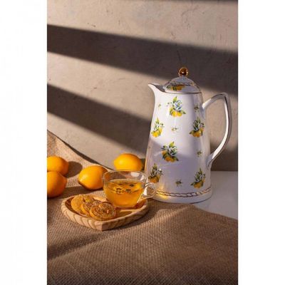 Garrafa Térmica Wolff em Porcelana Lemon Branca 900ml Branco