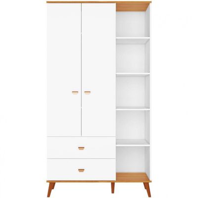 Guarda-Roupa Infantil Bartira Ternura com 5 Nichos, 2 Portas, 2 Gavetas e 106,8 cm de Largura Branco Wood