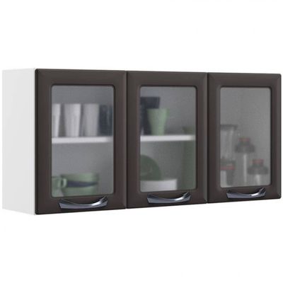 Cozinha Compacta Itatiaia New Premium com 1 Pia 12 Portas 2 Gavetas 10 Prateleiras 280cm de largura Branco com Grafite