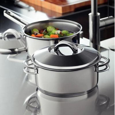 Conjunto de Panelas 5 Peças Tramontina Solar em Aço Inox com Fundo Triplo e Tampas com Saída de Vapor Inox