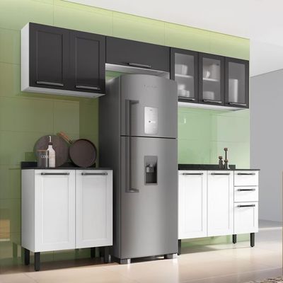 Cozinha Compacta Itatiaia Florença com 11 Portas 2 Gavetas e 9 Prateleiras 245cm de largura Branco
