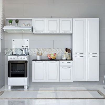 Cozinha Compacta Itatiaia Amanda Plus com 10 Portas 1 Gaveta e 8 Prateleiras 245cm de Largura Branco Neve