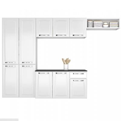 Cozinha Compacta Itatiaia Amanda Plus com 10 Portas 1 Gaveta e 8 Prateleiras 245cm de Largura Branco Neve