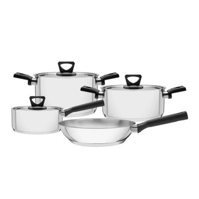 Conjunto de Panelas Tramontina Brava em Aço Inox com Fundo Triplo e Cabos Baquelite - 4 Peças Inox