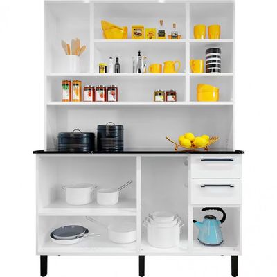 Cozinha Compacta Itatiaia Florença com 8 Portas 2 Gavetas 5 Prateleiras 140cm de largura Branco