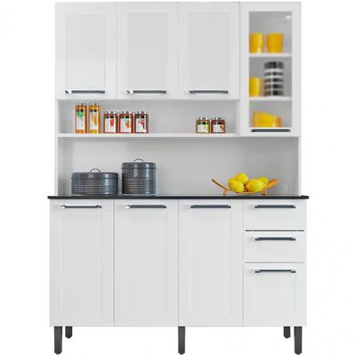 Cozinha Compacta Itatiaia Florença com 8 Portas 2 Gavetas 5 Prateleiras 140cm de largura Branco