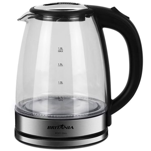 Chaleira Elétrica Britânia BCH11 Glass 1,8 L Preto com Transparente / 220V