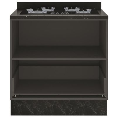 Balcão Cooktop Bartira Linea 4 Bocas 1 Gaveta com Porta Basculante Grafite