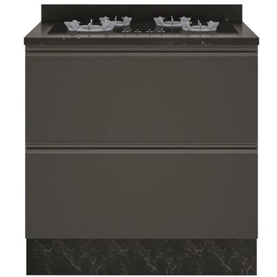 Balcão Cooktop Bartira Linea 4 Bocas 1 Gaveta com Porta Basculante Grafite