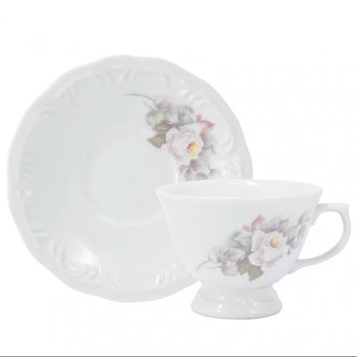 Aparelho de Jantar 20 Peças P.Schmidt Clássica Eterna em Porcelana com Xícara de Chá Branco