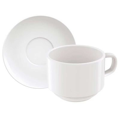 Conjunto com 6 Xícaras e Pires para Chá Tramontina Paola em Porcelana - 240 ml Branco