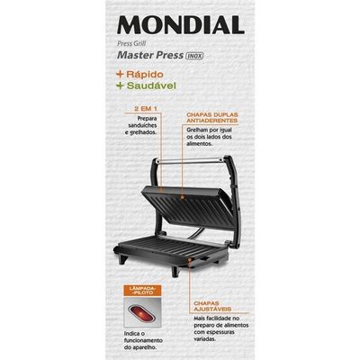 Sanduicheira Grill Mondial Master Press PG-01 Inox / 110V