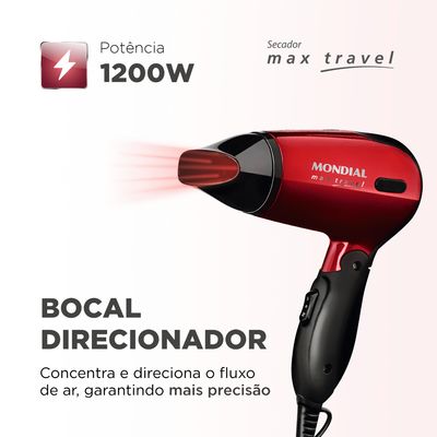 Secador de Cabelo Portátil Mondial Max Travel SC10 Bivolt Bivolt