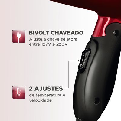 Secador de Cabelo Portátil Mondial Max Travel SC10 Bivolt Bivolt