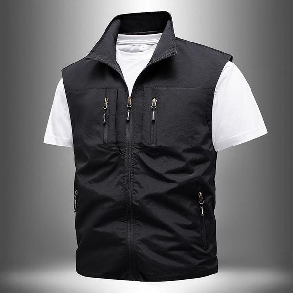Colete Plus Size para Homens - Casual de Verão para Pesca L / cinza
